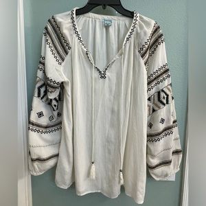Nostalgia long-sleeved embroidered Bohemian top XL
